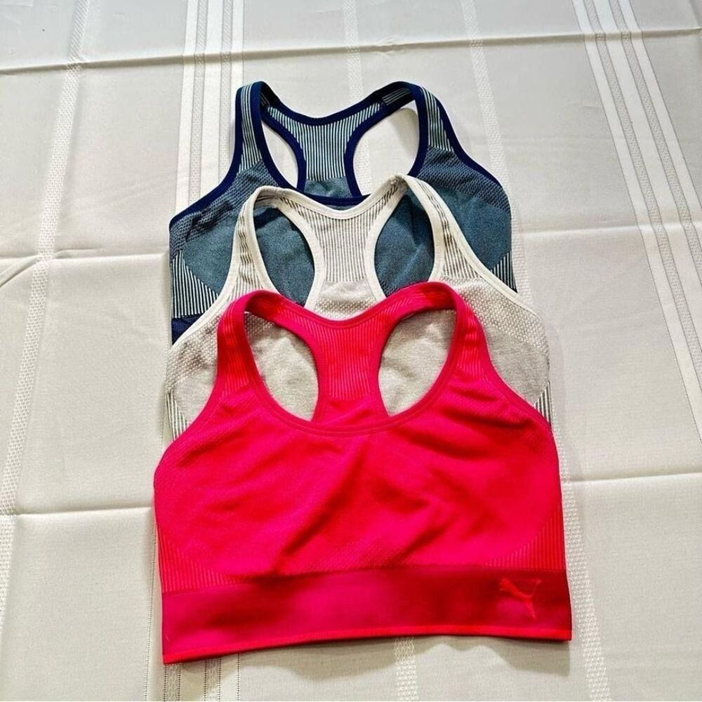 Puma Sports Bras Lot of 3 Pink Blue White